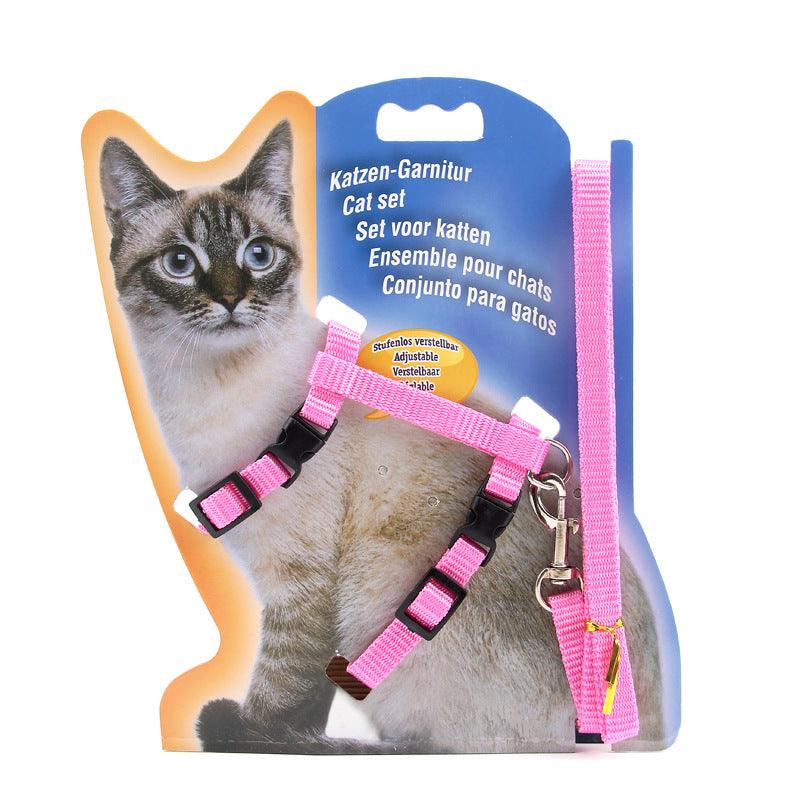 Multi-Color Nylon Cat Chest Strap Leash - Stylish And Secure Pet Walking Accessory