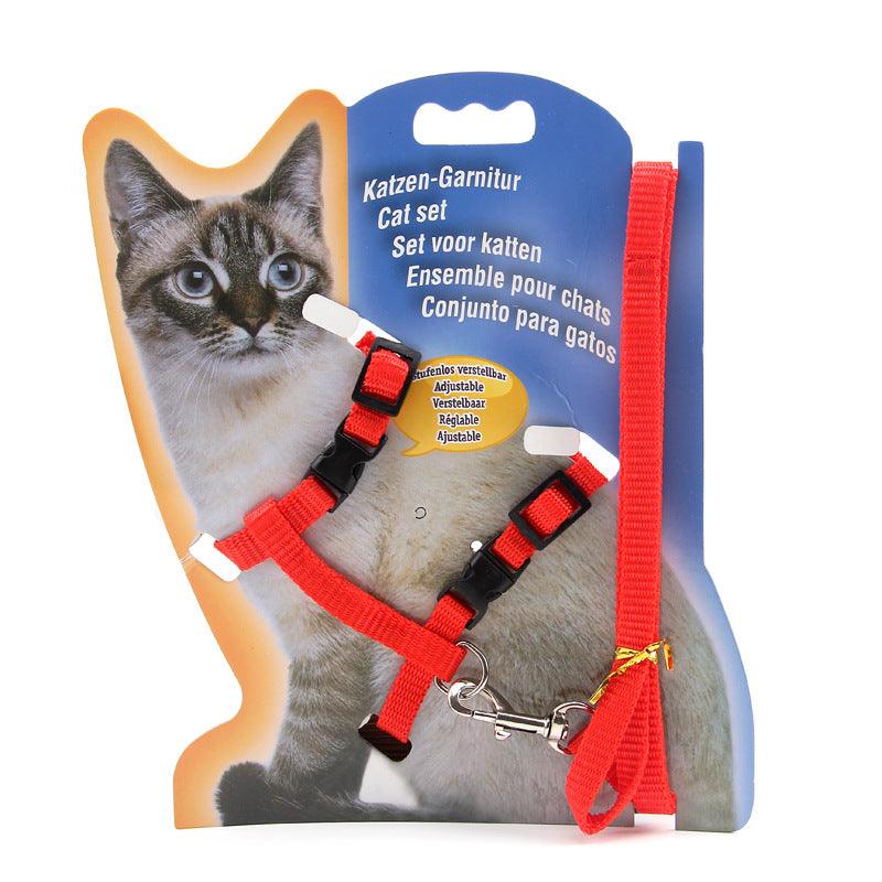 Multi-Color Nylon Cat Chest Strap Leash - Stylish And Secure Pet Walking Accessory