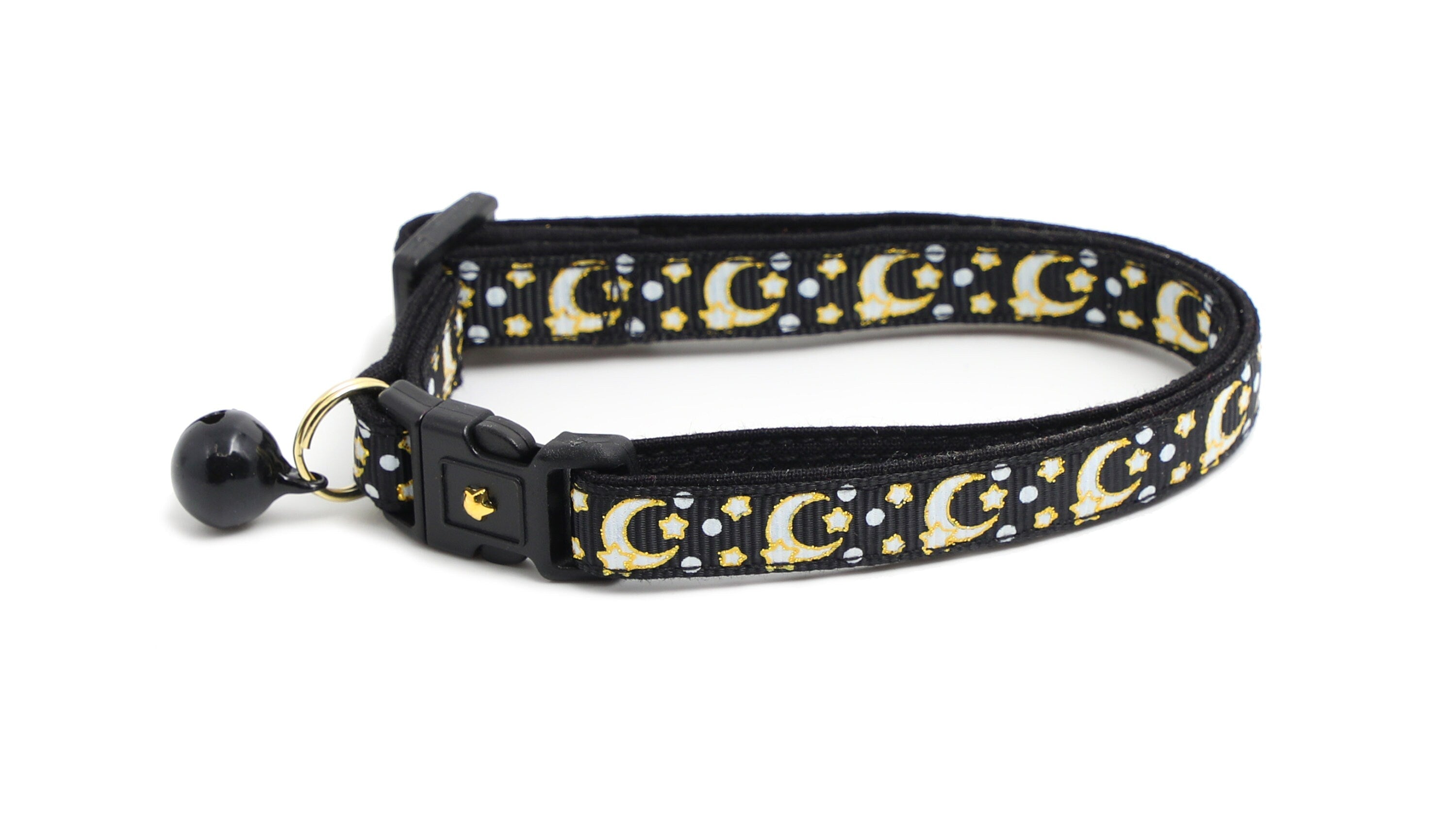 Gold Moons and Stars on Black V2 Cat Collar